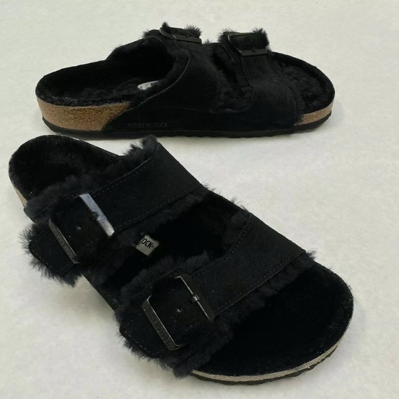 Birkenstock Women’s Sandals- Arizona Fur Shearling Women’s Size 10-10.5 - Picture 2 of 8